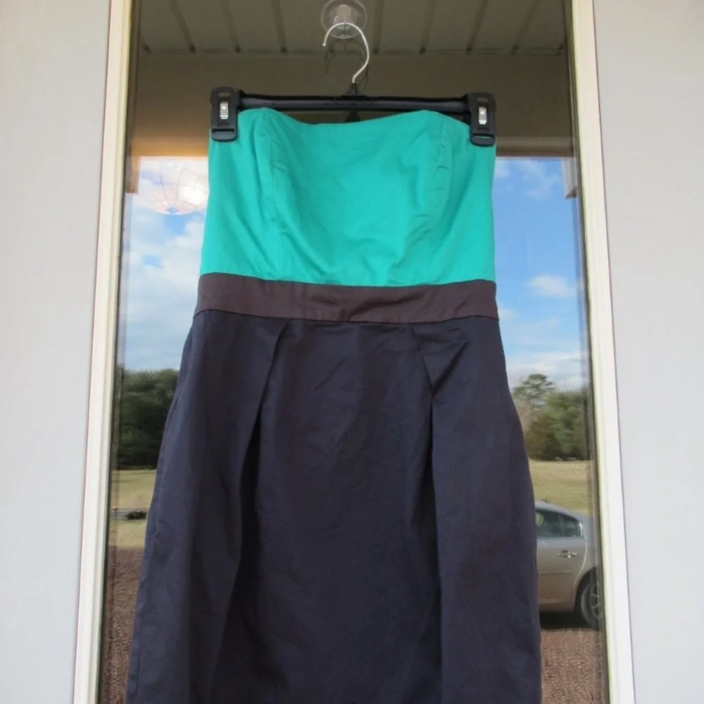 French Connection dress strapless with pockets color block office 6 - Picture 3 of 12